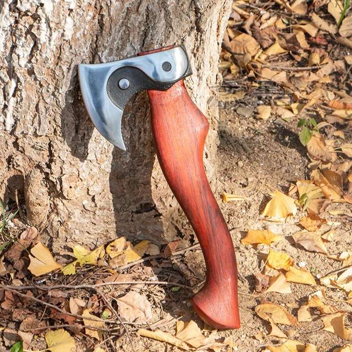 New Outdoor High-end Pear Wood Tai Chi Tactical Axe Forging Jungle Mountain Axe Convenient Camping Logging Cutting EDC Tool 
New Outdoor High-end Pear Wood Tai Chi Tactical Axe Forging Jungle Mountain Axe Convenient Camping Logging Cutting EDC Tool