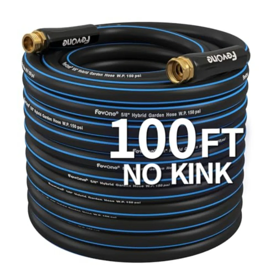 100 ft Garden Hose Non Kinking Flexible Water Hose Heavy Duty Hybrid Polymer 5/8 Inner Diameter Hose 3/4 Brass Fittings
100 ft Garden Hose Non Kinking Flexible Water Hose Heavy Duty Hybrid Polymer 5/8 Inner Diameter Hose 3/4 Brass Fittings
