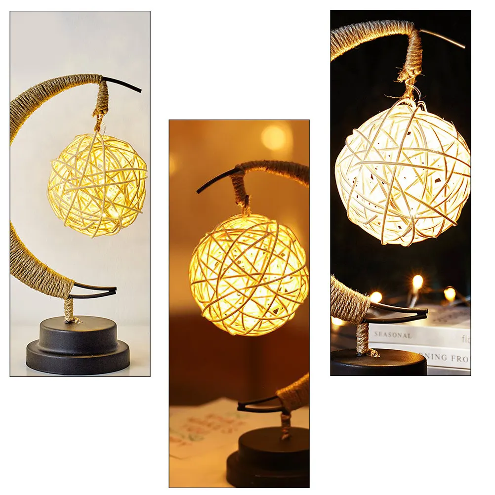 1Pcs Moon Shape Battery Operated Iron Table Lamp with Rattan Ball Retro Decorative Night Light for Bedroom Bar Coffee Shop Party
1Pcs Moon Shape Battery Operated Iron Table Lamp with Rattan Ball Retro Decorative Night Light for Bedroom Bar Coffee Shop Party