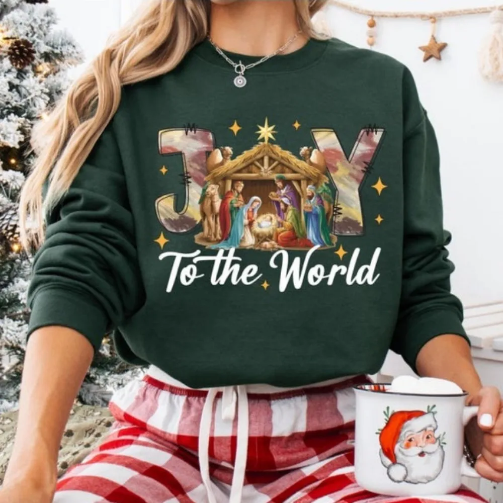 Joy To The World Sweatshirt Baby Jesus Crewneck Oh Holy Night Sweater Nativity Scene Pullover Unisex Women Sweatshirt
Joy To The World Sweatshirt Baby Jesus Crewneck Oh Holy Night Sweater Nativity Scene Pullover Unisex Women Sweatshirt