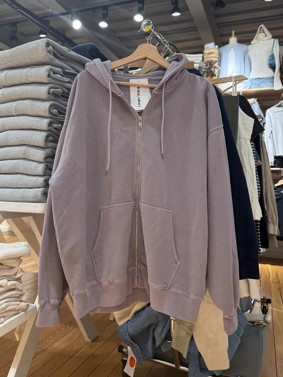Purple Cotton Fleece Zip-up Hoodie Woman Autumn Kangaroo Pocket Long Sleeve Oversized Sweatshirts Simple Casual Sweet Loose Coat
Purple Cotton Fleece Zip-up Hoodie Woman Autumn Kangaroo Pocket Long Sleeve Oversized Sweatshirts Simple Casual Sweet Loose Coat