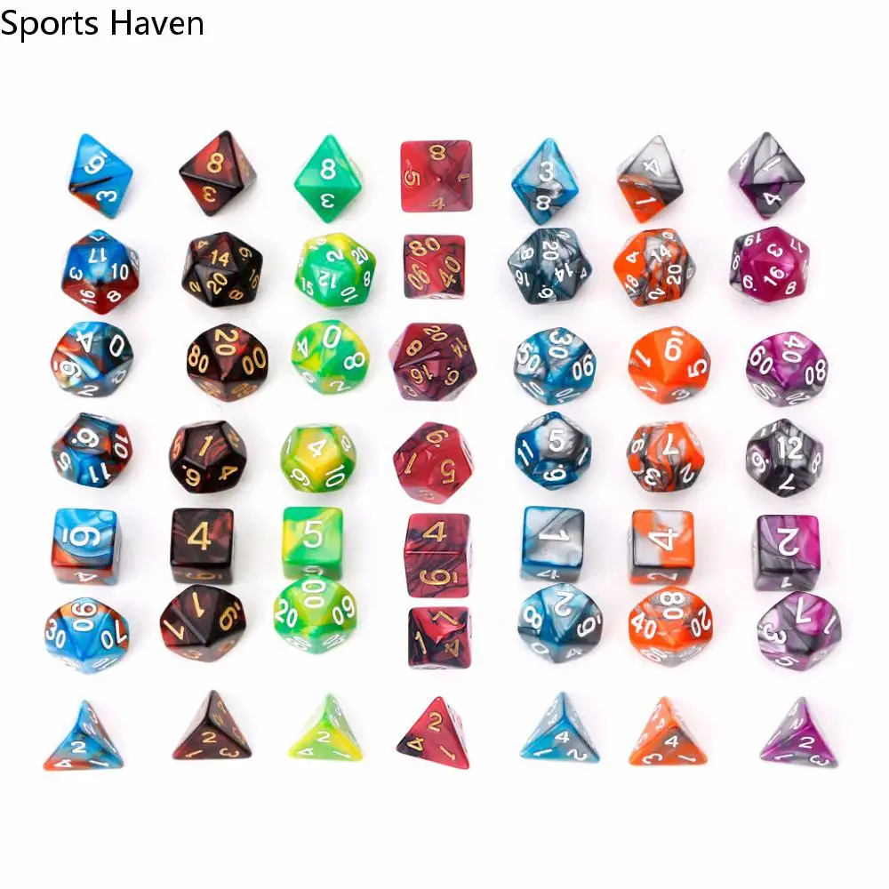 Tools Playing Games 7pcs/Set for RPG Dungeons D4 D6 D8 D10 D12 D20 Double-Colors Mixed Color Dice Polyhedral Dice Acrylic Dice
Tools Playing Games 7pcs/Set for RPG Dungeons D4 D6 D8 D10 D12 D20 Double-Colors Mixed Color Dice Polyhedral Dice Acrylic Dice