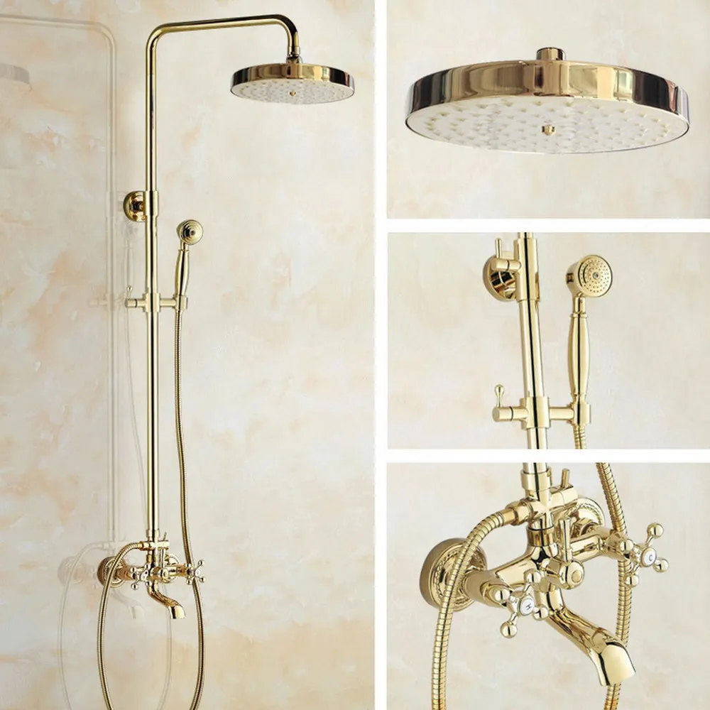 Gold Color Brass Wall Mounted Bathroom Round Rainfall Shower Head Hand Shower Faucet Set Tub Mixer Tap agf345
Gold Color Brass Wall Mounted Bathroom Round Rainfall Shower Head Hand Shower Faucet Set Tub Mixer Tap agf345