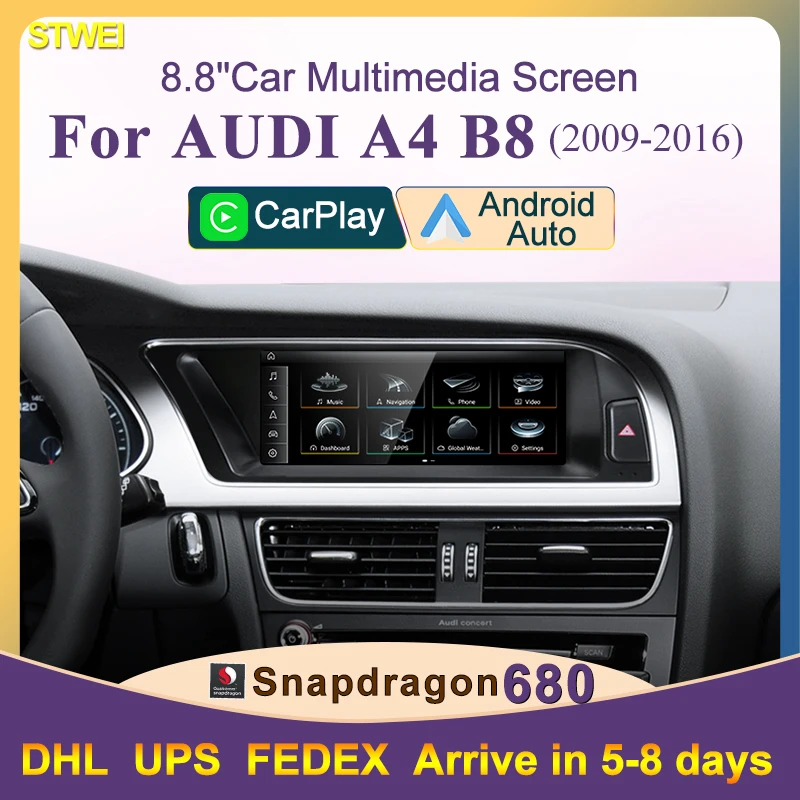 Qualcomm680 8.8" 8Core Android13 Wireless AUTO For AUDI A4 B8 RS4 09-16 Automobile Intelligence System Car Multimedia GPS
Qualcomm680 8.8" 8Core Android13 Wireless AUTO For AUDI A4 B8 RS4 09-16 Automobile Intelligence System Car Multimedia GPS