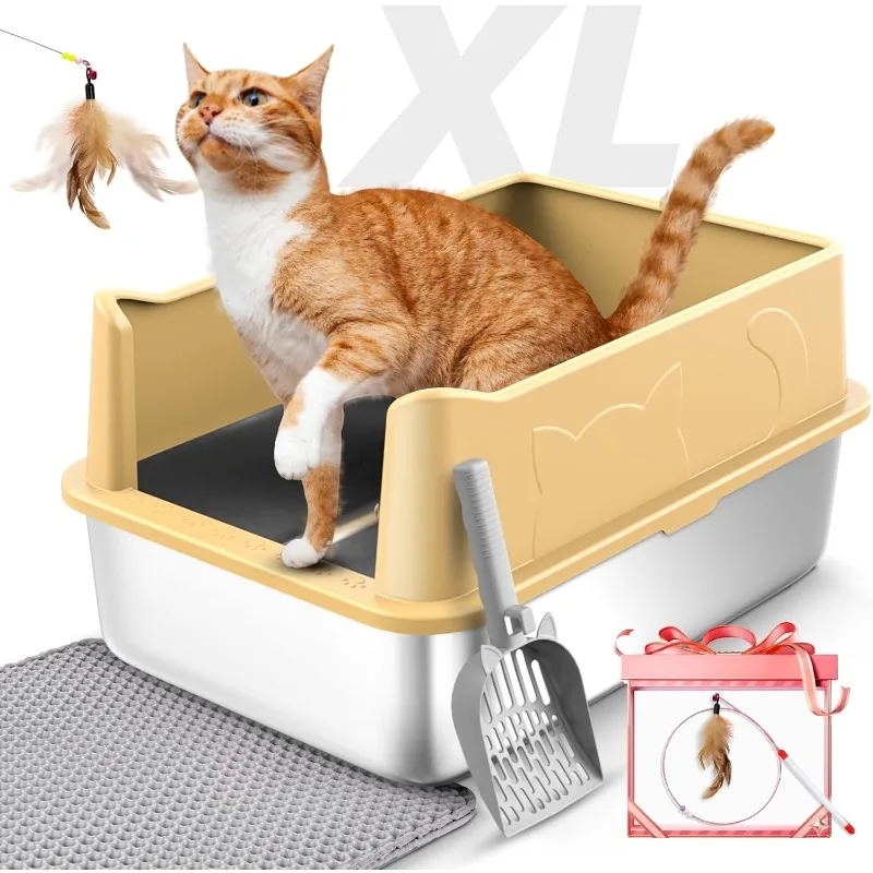 Stainless Steel Cat Litter Box,Enclosed XL Large Litter Box for Big Cats,Includes Litter Mat, Scoop and Cat Wand Toy
Stainless Steel Cat Litter Box,Enclosed XL Large Litter Box for Big Cats,Includes Litter Mat, Scoop and Cat Wand Toy