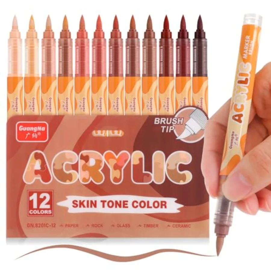 kander Acrylic Paint Markers 12 Colors, Skin Tone Series Set with Soft Brush Tip Water Based, Fine Tip Markers for Wood, Canvas
kander Acrylic Paint Markers 12 Colors, Skin Tone Series Set with Soft Brush Tip Water Based, Fine Tip Markers for Wood, Canvas