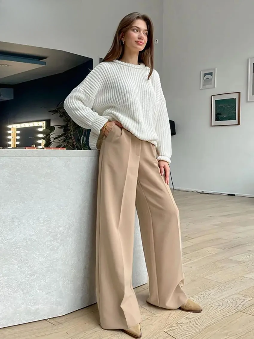 Blue Office Women'S Pants 2025 Fashion Loose Full Length Ladies Trousers Casual High Waist Wide Pants For Women
Blue Office Women'S Pants 2025 Fashion Loose Full Length Ladies Trousers Casual High Waist Wide Pants For Women