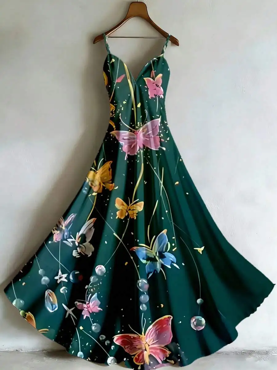 V-Neck Butterfly Print Long Cami Dress For Women Summer Elegant Slingback Maxi Dress
V-Neck Butterfly Print Long Cami Dress For Women Summer Elegant Slingback Maxi Dress