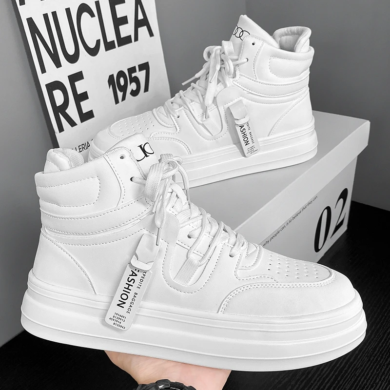High-Top Men's Shoes Spring Trend Versatile Casual Mid-Top Skate Shoes Youth Sports Thick Bottom Heightening White Trend Shoes
High-Top Men's Shoes Spring Trend Versatile Casual Mid-Top Skate Shoes Youth Sports Thick Bottom Heightening White Trend Shoes