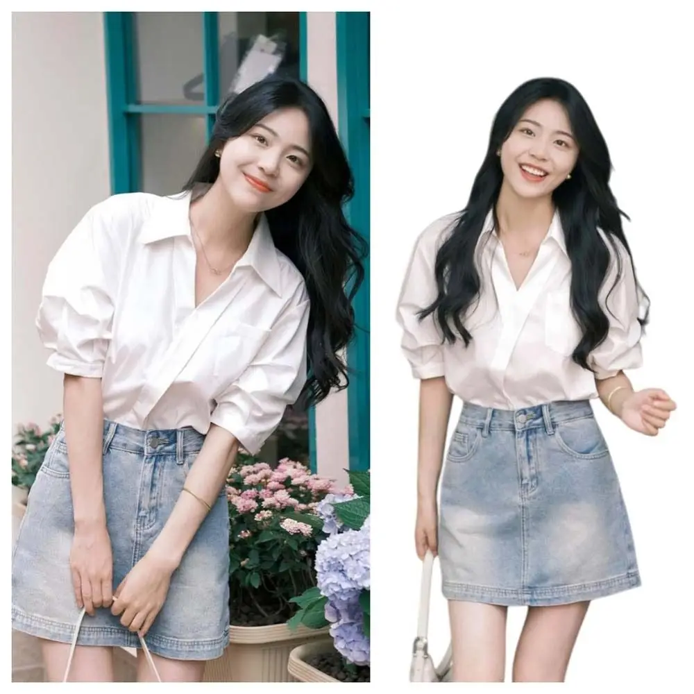 V-neck Long Sleeve Shirts Tops Loose Clothing Sleeves Short Slim Fit Korean Style Blouse White Streetwear Slim Buttons Shirts
V-neck Long Sleeve Shirts Tops Loose Clothing Sleeves Short Slim Fit Korean Style Blouse White Streetwear Slim Buttons Shirts