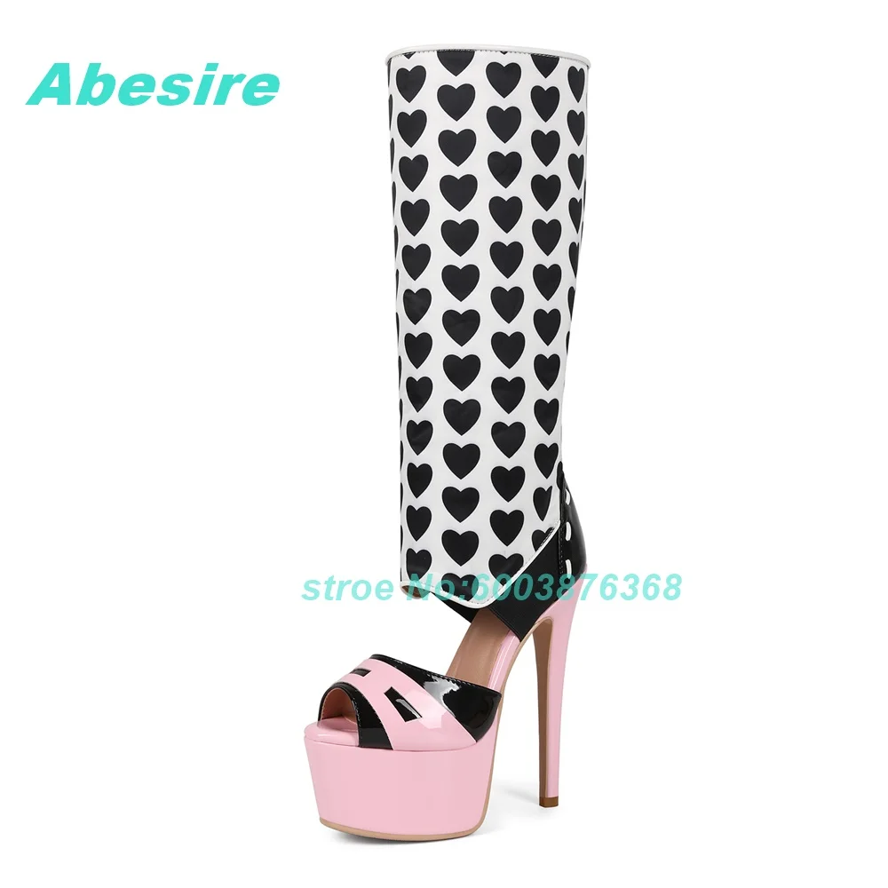 Heart-Shaped Pattern Patchwork Sandal Boots Platform Peep Toe Stiletto Heels Shoes for Women Spicy Girls Fashion Shoes New
Heart-Shaped Pattern Patchwork Sandal Boots Platform Peep Toe Stiletto Heels Shoes for Women Spicy Girls Fashion Shoes New