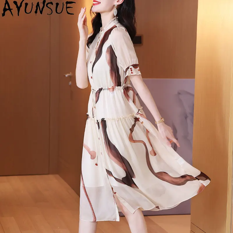 AYUNSUE 100% Real Mulberry Silk Long Dress for Women Clothes Shirt Summer Dress 2026 Elegant Womens Dresses Платье Женское
AYUNSUE 100% Real Mulberry Silk Long Dress for Women Clothes Shirt Summer Dress 2026 Elegant Womens Dresses Платье Женское