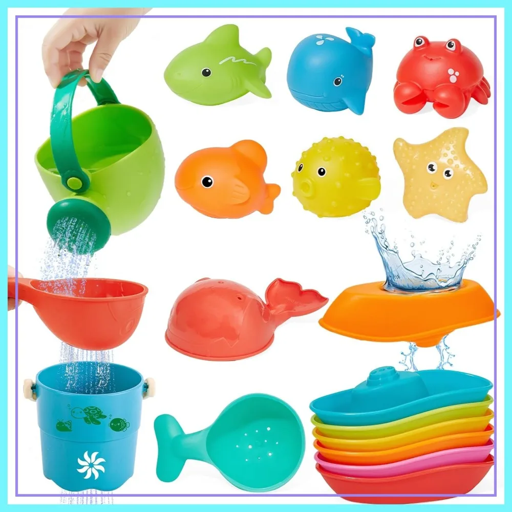 16PCS Easy Clean Mold Free Bath Toys for Toddlers 1-4 | Bathtub Pool Water Toys with Boats, Spoons, Bucket, Watering Can
16PCS Easy Clean Mold Free Bath Toys for Toddlers 1-4 | Bathtub Pool Water Toys with Boats, Spoons, Bucket, Watering Can