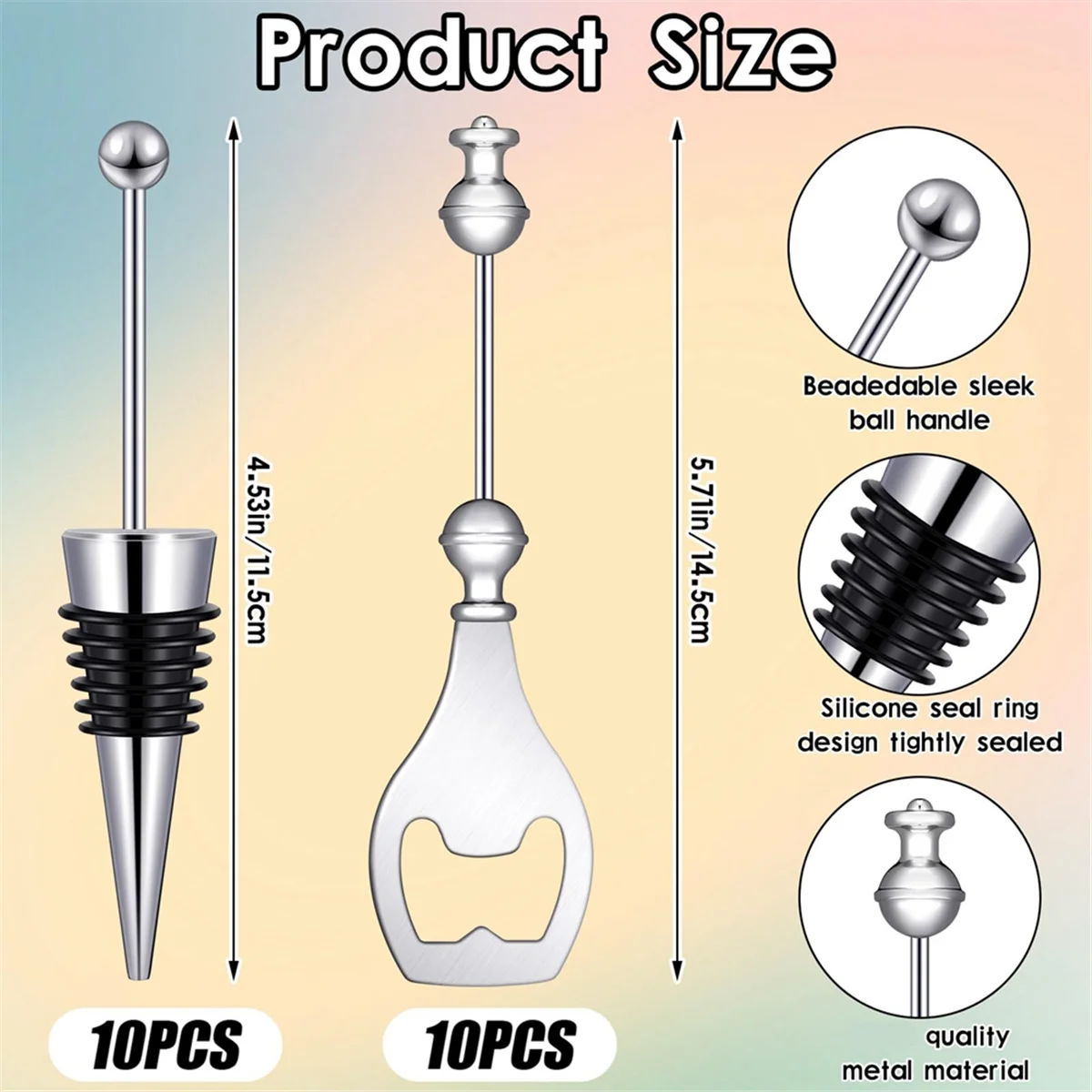 Beadable Wine Stoppers Beadable Beer Opener Set 10 Decorative Beaded Wine Bottle Stopper 10 Alloy Reusable Bottle Opener SQ
Beadable Wine Stoppers Beadable Beer Opener Set 10 Decorative Beaded Wine Bottle Stopper 10 Alloy Reusable Bottle Opener SQ