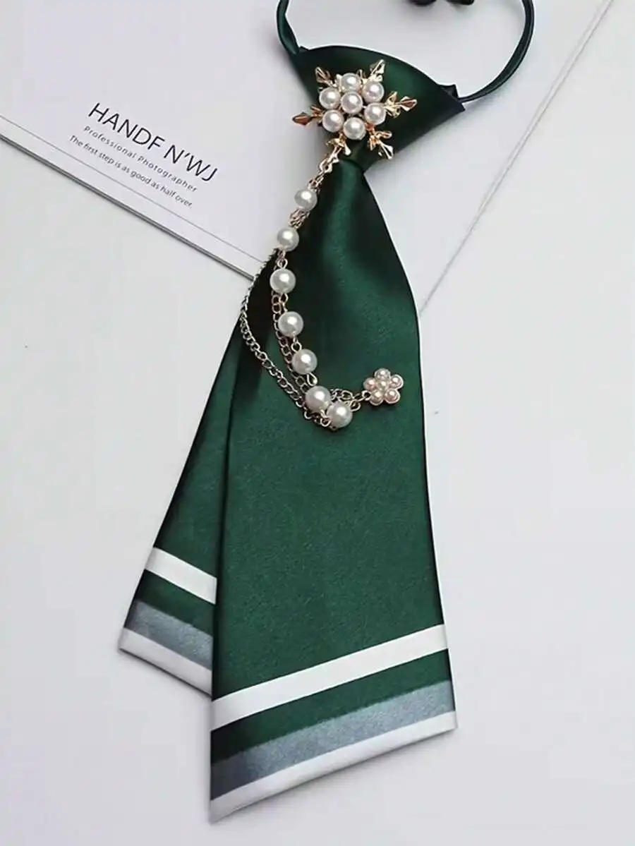 Pre-Tied Pearl Flower Necktie With Stripes For Casual Party Wear
Pre-Tied Pearl Flower Necktie With Stripes For Casual Party Wear