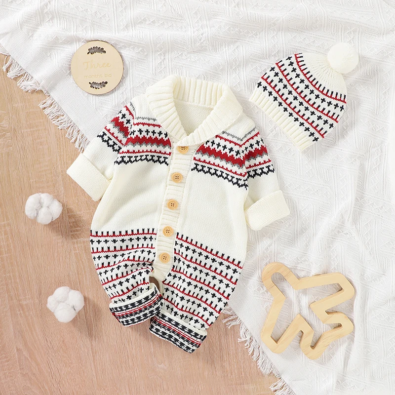 Autumn Winter Warm Knit Newborn Boys Rompers Clothes 0-18m Infant Long Sleeve Jumpsuits Hats Outfits Sets Toddler Costumes 2pcs
Autumn Winter Warm Knit Newborn Boys Rompers Clothes 0-18m Infant Long Sleeve Jumpsuits Hats Outfits Sets Toddler Costumes 2pcs