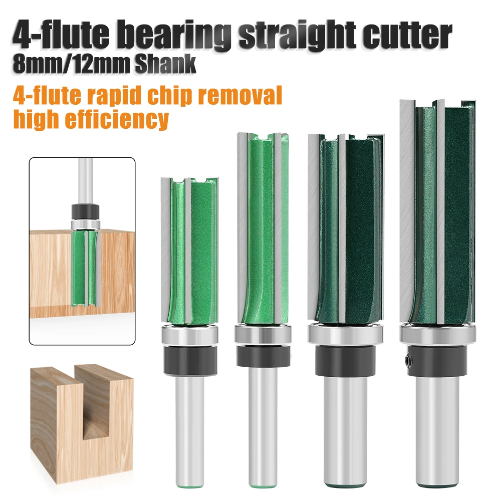 XHYKern 8mm and 12mm Shank 4 Flute Flush Trim Straight Router Bit with Bearing Woodworking Tool
XHYKern 8mm and 12mm Shank 4 Flute Flush Trim Straight Router Bit with Bearing Woodworking Tool