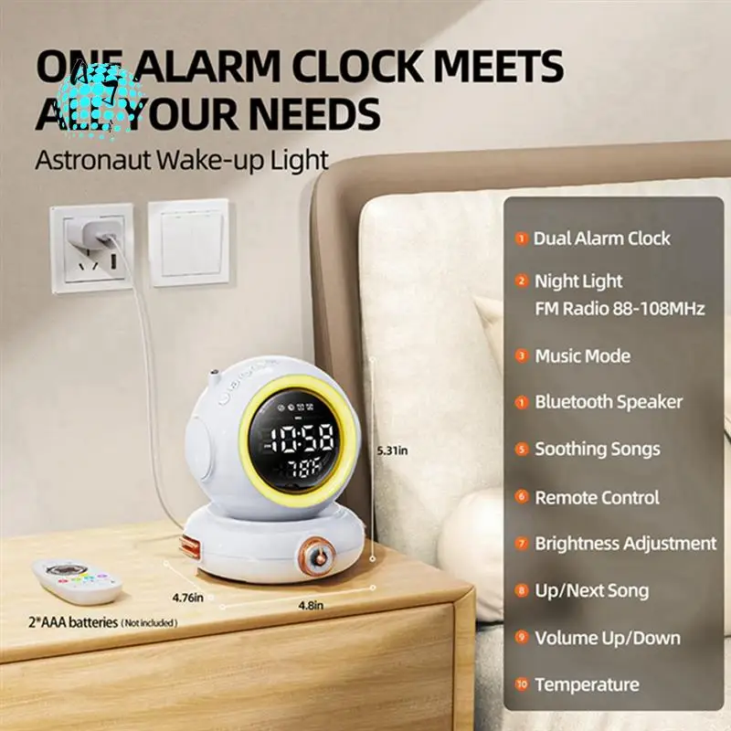 A07F-1Set Wake Up Light Bluetooth Speaker Mini FM Radio Colorful Astronaut Night Lamp White ABS Bluetooth Speaker
A07F-1Set Wake Up Light Bluetooth Speaker Mini FM Radio Colorful Astronaut Night Lamp White ABS Bluetooth Speaker