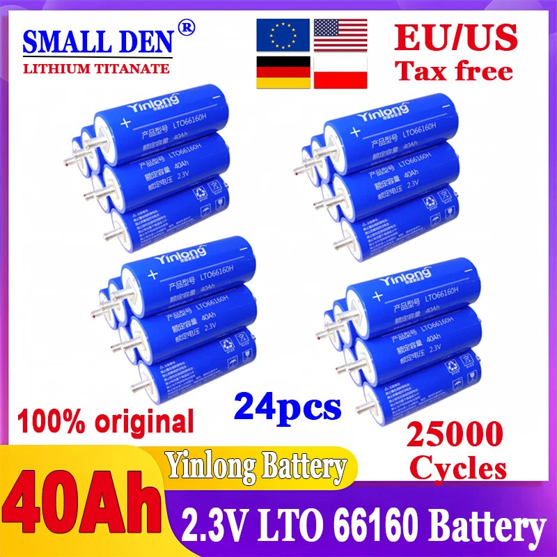 24 шт., 2,3 В, 40 Ач, литий-титанатный аккумулятор, 100% оригинал, Yinlong LTO66160, 10C, разряд DIY, 12 В, 24 В, устойчивые к низким температурам элементы
24 шт., 2,3 В, 40 Ач, литий-титанатный аккумулятор, 100% оригинал, Yinlong LTO66160, 10C, разряд DIY, 12 В, 24 В, устойчивые к низким температурам элементы