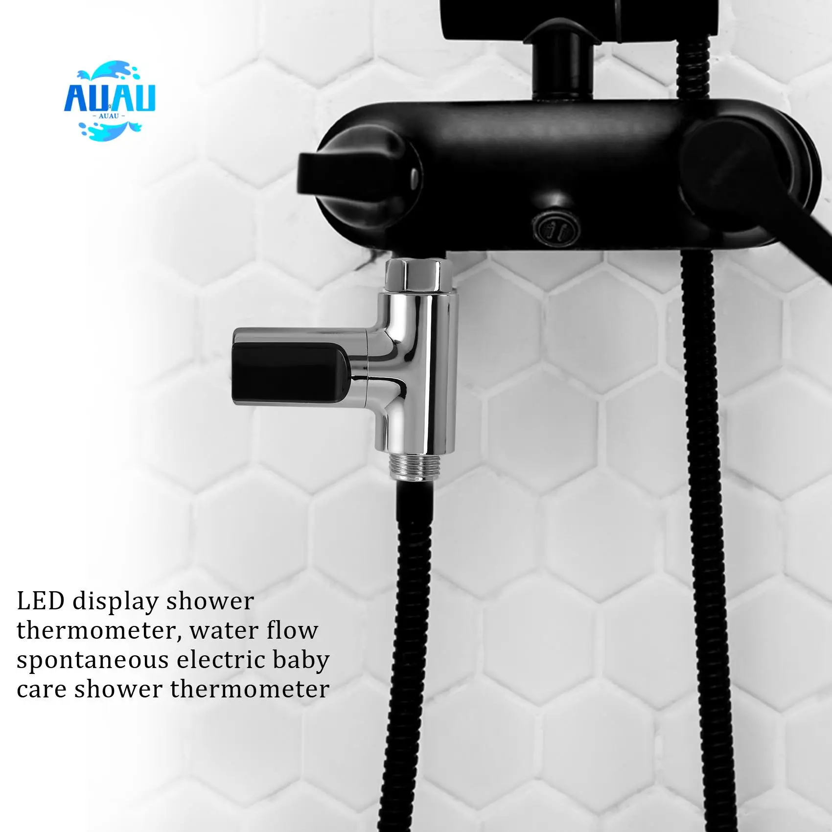 AUAU-LED Display Shower Thermometer, Water Flow Self-Generating Electricity Shower Temperature Meter For Baby Care 
AUAU-LED Display Shower Thermometer, Water Flow Self-Generating Electricity Shower Temperature Meter For Baby Care