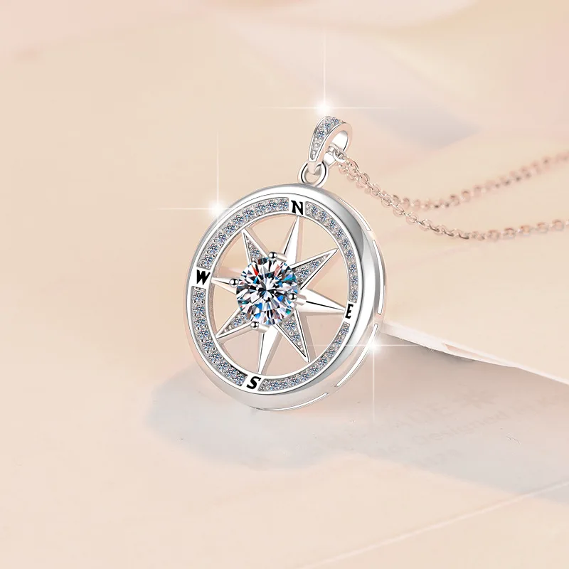 Lycfn 6.5MM Moissanite Round Compass Colorful Pendant S925 Sterling Silver Collarbone Necklace For Women Man Party Jewelry
Lycfn 6.5MM Moissanite Round Compass Colorful Pendant S925 Sterling Silver Collarbone Necklace For Women Man Party Jewelry