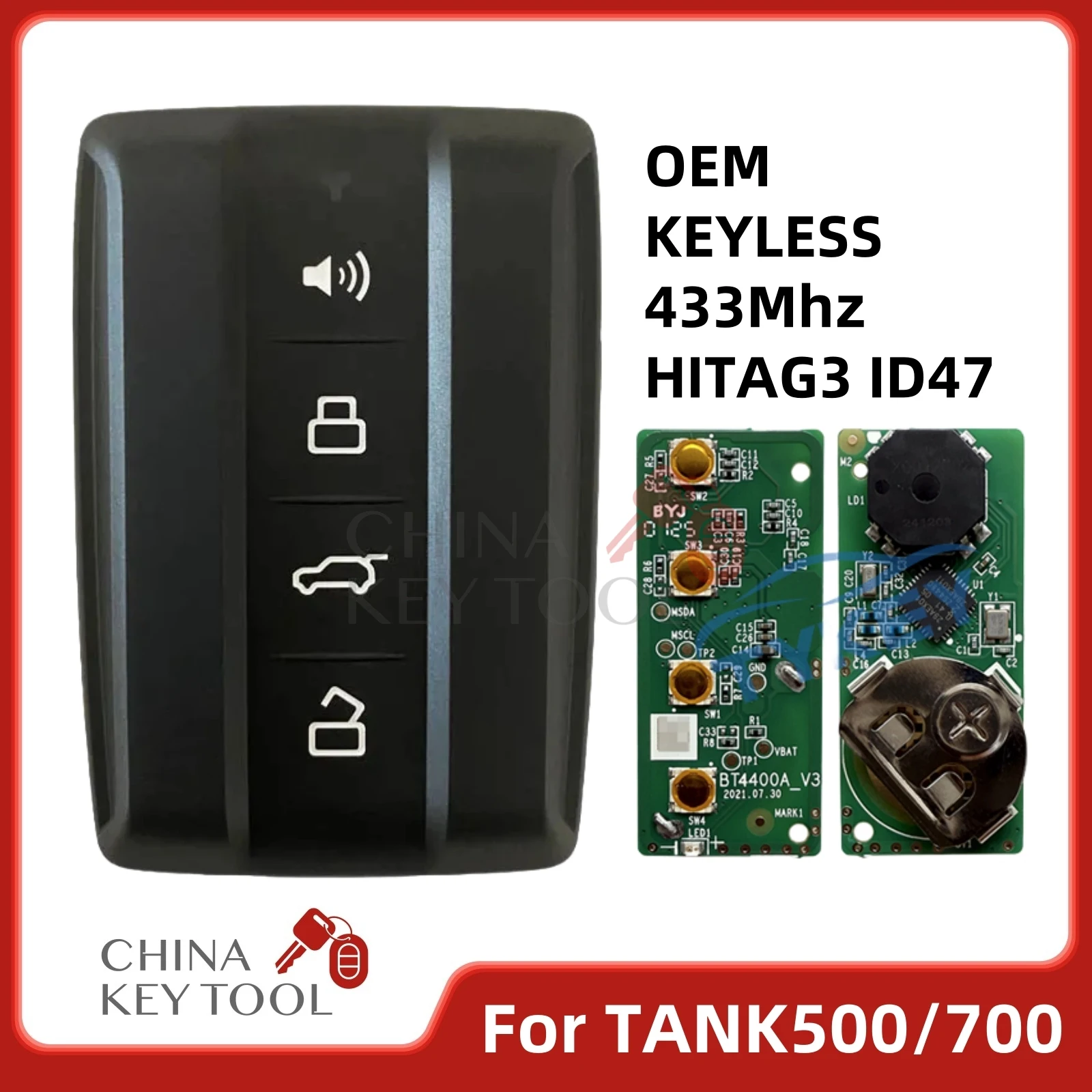 OEM 4 Buttons 433Mhz ID47 CHIP For Great Wall GWM TANK 500 TANK 700 TANK500 TANK700 Keyless Smart Remote Key
OEM 4 Buttons 433Mhz ID47 CHIP For Great Wall GWM TANK 500 TANK 700 TANK500 TANK700 Keyless Smart Remote Key
