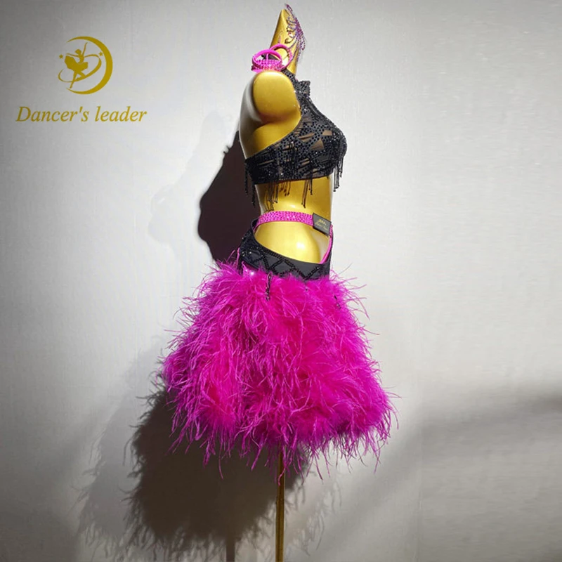 Latin Dance Adult Children AB Stone High end Customized Ostrich Hair Diamond Dress Black Pool Tango Female Dress
Latin Dance Adult Children AB Stone High end Customized Ostrich Hair Diamond Dress Black Pool Tango Female Dress