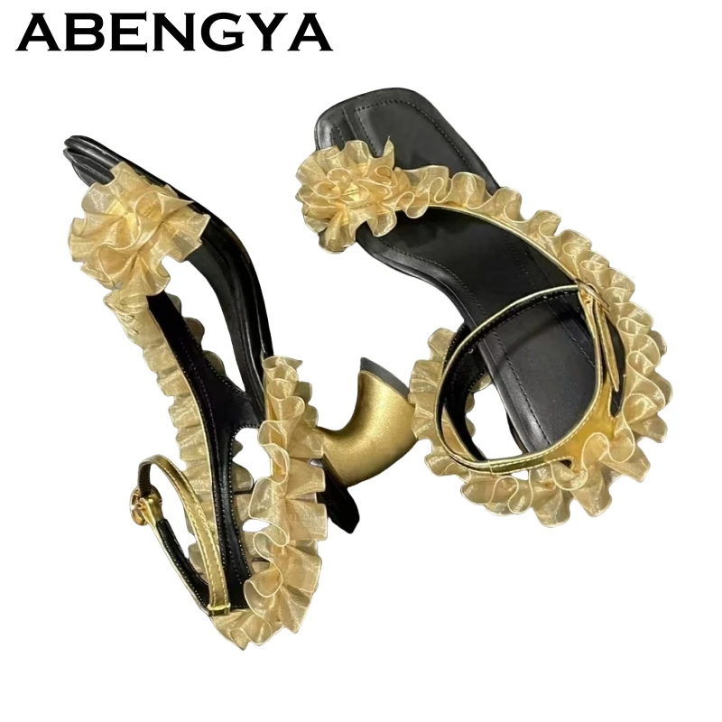 2025 Summer New Gold Strange High Heels Rome Sandals Women Fashion Open Toe Mesh Lace Pumps Shoes Sexy Party Sandalias Femininas
2025 Summer New Gold Strange High Heels Rome Sandals Women Fashion Open Toe Mesh Lace Pumps Shoes Sexy Party Sandalias Femininas