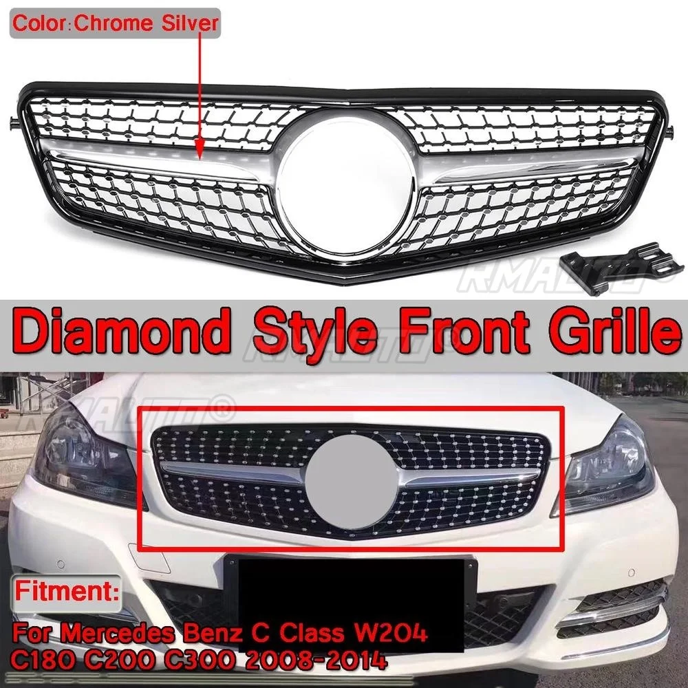 Chrome Diamond Style Car Front Bumper Grille Racing Grills For Mercedes Benz W204 C180 C200 C300 2008-2014 Car Body Styling Kit
Chrome Diamond Style Car Front Bumper Grille Racing Grills For Mercedes Benz W204 C180 C200 C300 2008-2014 Car Body Styling Kit