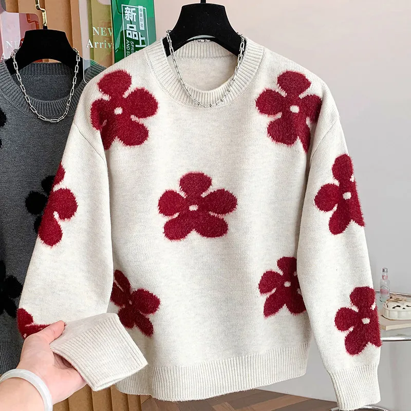 Lazy Wind Jacquard Red Flower Round Neck Sweater Women's Winter Age Reduction Plus Size Thick Warm Pullover Knit Top
Lazy Wind Jacquard Red Flower Round Neck Sweater Women's Winter Age Reduction Plus Size Thick Warm Pullover Knit Top