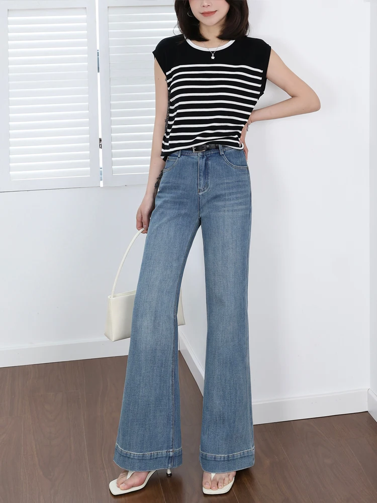 High Waist Flared Jeans Women's Spring New Sle Four Sided Elastic Straight Leg Slimming Small Size Bell Bot Pants
High Waist Flared Jeans Women's Spring New Sle Four Sided Elastic Straight Leg Slimming Small Size Bell Bot Pants