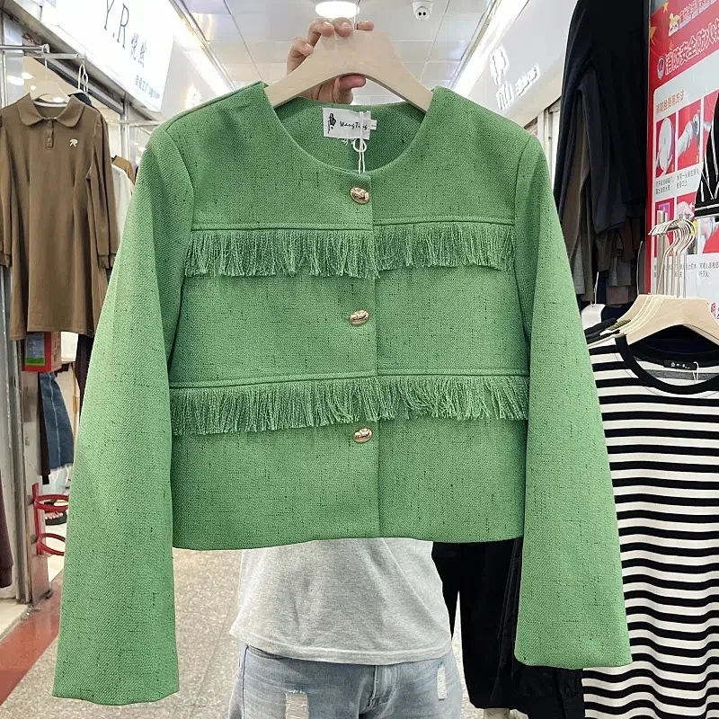 Women Jacket Round Neck Single Breasted Short Green Pink White Yellow Coat Outwear
Women Jacket Round Neck Single Breasted Short Green Pink White Yellow Coat Outwear