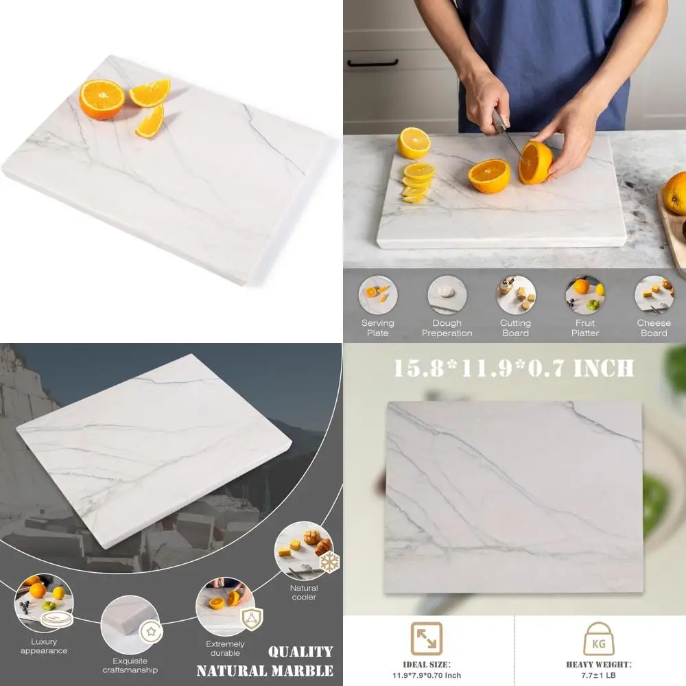 Natural White Marble Kitchen Cutting Board, 16x12 Inches, Large Stone Cheese Board for Countertop Use
Natural White Marble Kitchen Cutting Board, 16x12 Inches, Large Stone Cheese Board for Countertop Use
