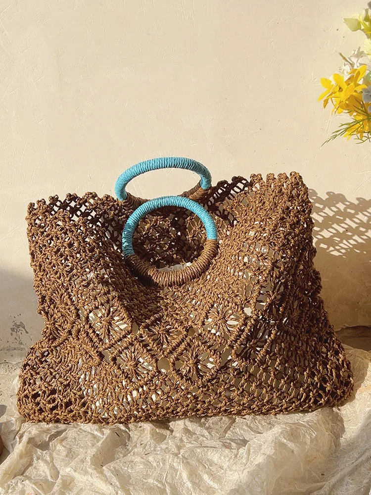 Summer Hollow Straw Beach Bag Handmade Woven Shoulder Bag Shopping Travel Bag Bohemian Handbag Casual Tote
Summer Hollow Straw Beach Bag Handmade Woven Shoulder Bag Shopping Travel Bag Bohemian Handbag Casual Tote