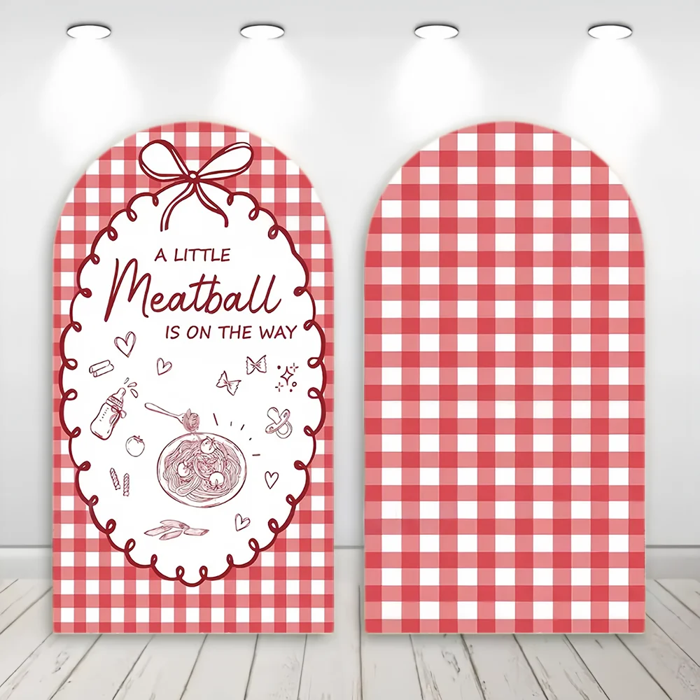 Custom 2-Side A Little Meatball Is On The Way Baby Shower Arch Backdrop Covers Red White Striped Grid Birthday Party Decoration
Custom 2-Side A Little Meatball Is On The Way Baby Shower Arch Backdrop Covers Red White Striped Grid Birthday Party Decoration