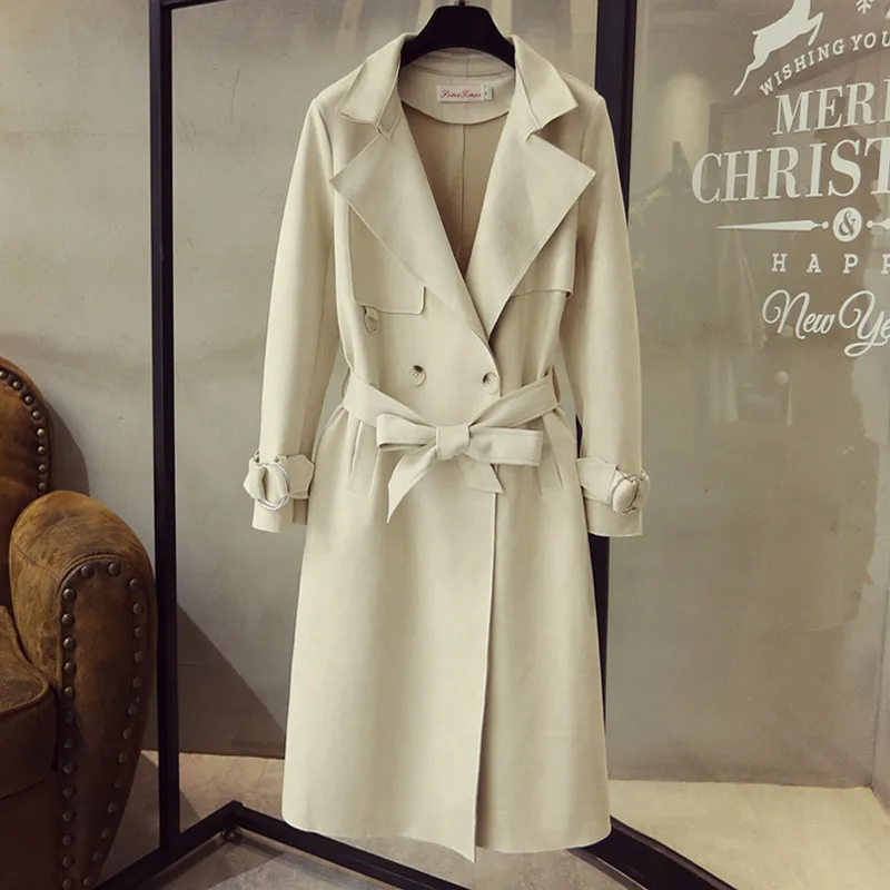 Nice Spring Autumn Pop Trench Coat for Women Suede Trench Coats Double breasted With Belt Windbreaker Female Long Outerwear P785
Nice Spring Autumn Pop Trench Coat for Women Suede Trench Coats Double breasted With Belt Windbreaker Female Long Outerwear P785