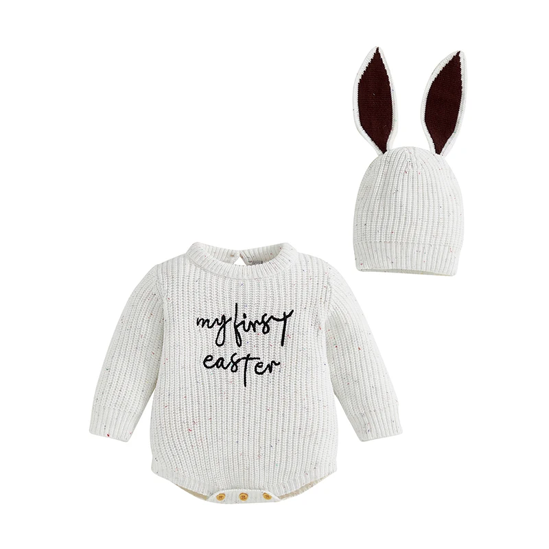 Baby Easter Casual Sweater Romper Infant Long Sleeve Letter Embroidery Romper with Hat
Baby Easter Casual Sweater Romper Infant Long Sleeve Letter Embroidery Romper with Hat