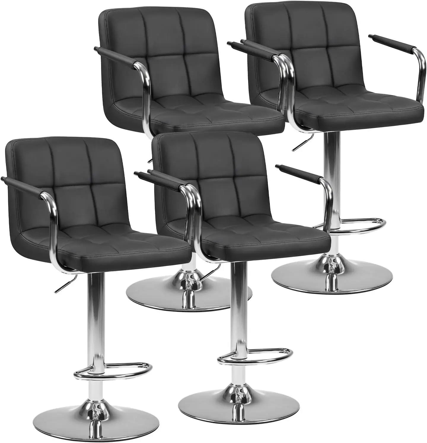 Bar Stools Set of 4, Adjustable Swivel Bar Chairs with Padded Armrests and Ergonomic Backrest for Kitchen Island Counter Pub
Bar Stools Set of 4, Adjustable Swivel Bar Chairs with Padded Armrests and Ergonomic Backrest for Kitchen Island Counter Pub