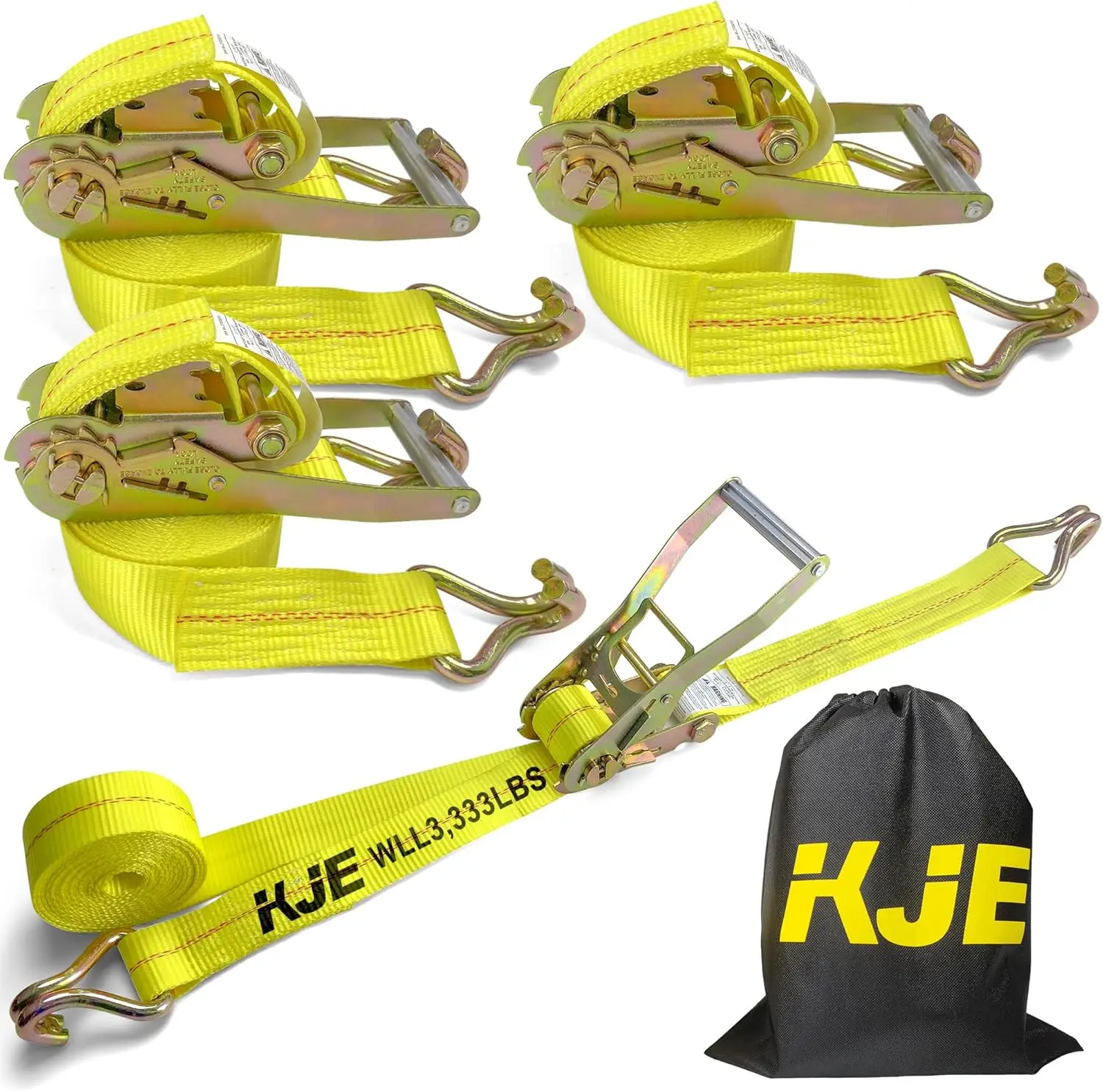 2"x15' Ratchet Straps 4 Pack, 10,000 lbs Break Strength, Heavy Duty Tie Downs with J-Hook for Truck Trailer
2"x15' Ratchet Straps 4 Pack, 10,000 lbs Break Strength, Heavy Duty Tie Downs with J-Hook for Truck Trailer