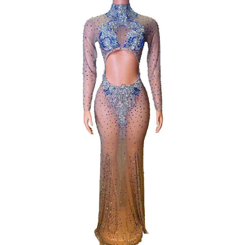 Sexy Evening Prom Celebrate Birthday Dress Sparky Rhinestones Hollow Out Mesh See Through Long Dress Photo Shoot Wear
Sexy Evening Prom Celebrate Birthday Dress Sparky Rhinestones Hollow Out Mesh See Through Long Dress Photo Shoot Wear