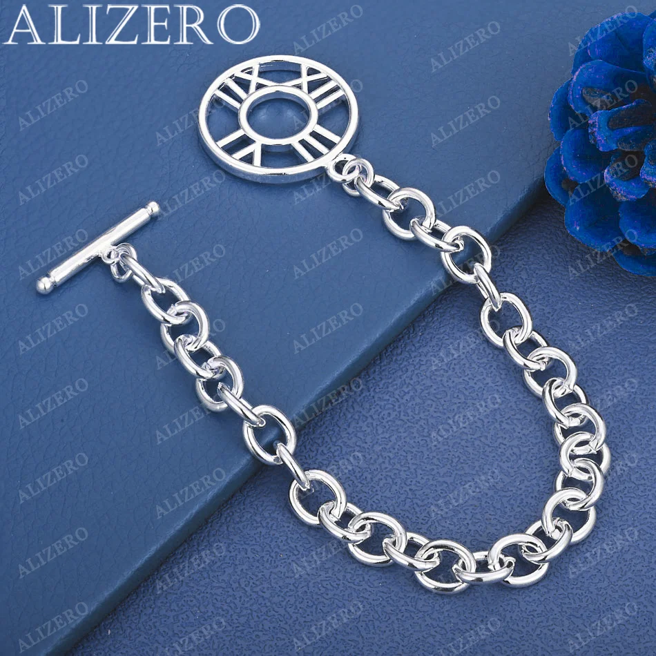 ALIZERO 925 Sterling Silver OT Buckle Chain Round Roman Numeral Bracelets For Women Men Fashion Wedding Party Charms Jewelry
ALIZERO 925 Sterling Silver OT Buckle Chain Round Roman Numeral Bracelets For Women Men Fashion Wedding Party Charms Jewelry