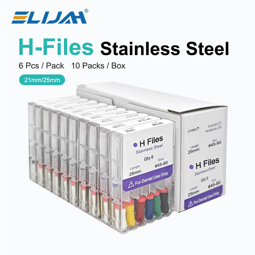 ELIJAH 10 Boxes/Pack Dental Hand Use H Files 21cm 25mm Stainless Steel Endodontic Root Canal File Dentistry Treatment Tools
ELIJAH 10 Boxes/Pack Dental Hand Use H Files 21cm 25mm Stainless Steel Endodontic Root Canal File Dentistry Treatment Tools