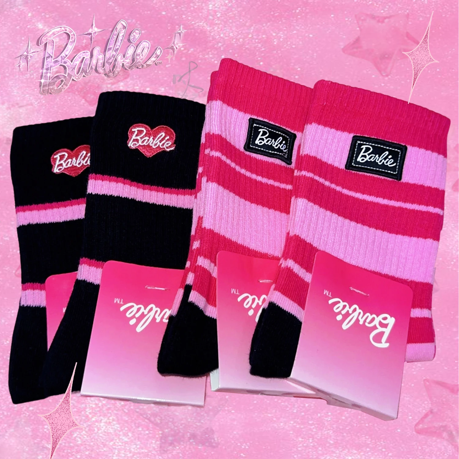Barbie Socks Kawaii Stylish Fashion Medium Cotton Soft Pink Stripe Unique Y2K Style Cartoon Decoration Lovely Girls Gift Cute
Barbie Socks Kawaii Stylish Fashion Medium Cotton Soft Pink Stripe Unique Y2K Style Cartoon Decoration Lovely Girls Gift Cute