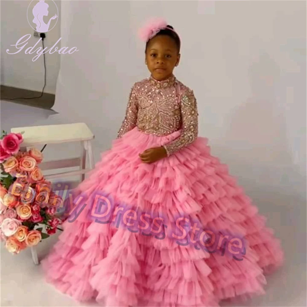 Customized Pink Flower Girl Dress For Wedding Bowknot Beading Peals Tiered Floor Length Kids Birthday First Communion Gown
Customized Pink Flower Girl Dress For Wedding Bowknot Beading Peals Tiered Floor Length Kids Birthday First Communion Gown