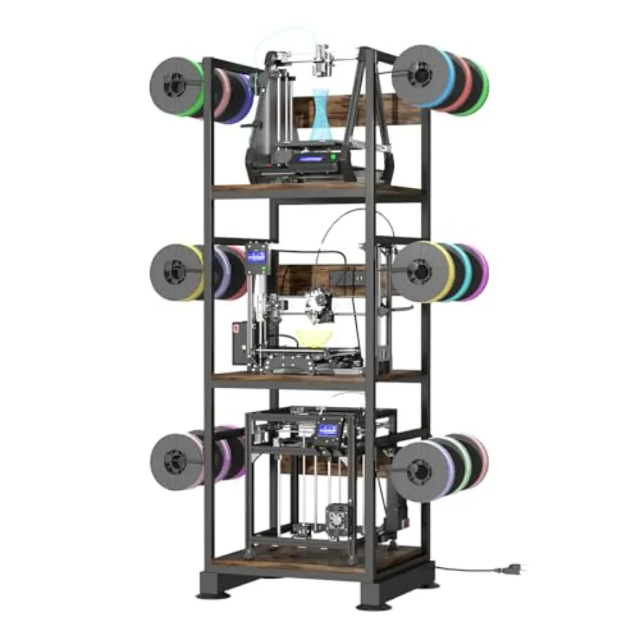 3D Printer Stand with Filament Storage Heavy-Duty Steel Rack with Power Outlet Black for ABS/PLA/TPU Spools in 3D Printing Work
3D Printer Stand with Filament Storage Heavy-Duty Steel Rack with Power Outlet Black for ABS/PLA/TPU Spools in 3D Printing Work