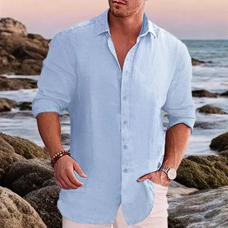 New men's cotton linen autumn hot long-sleeved shirt solid colour versatile casual resort style men's shirt tops
New men's cotton linen autumn hot long-sleeved shirt solid colour versatile casual resort style men's shirt tops