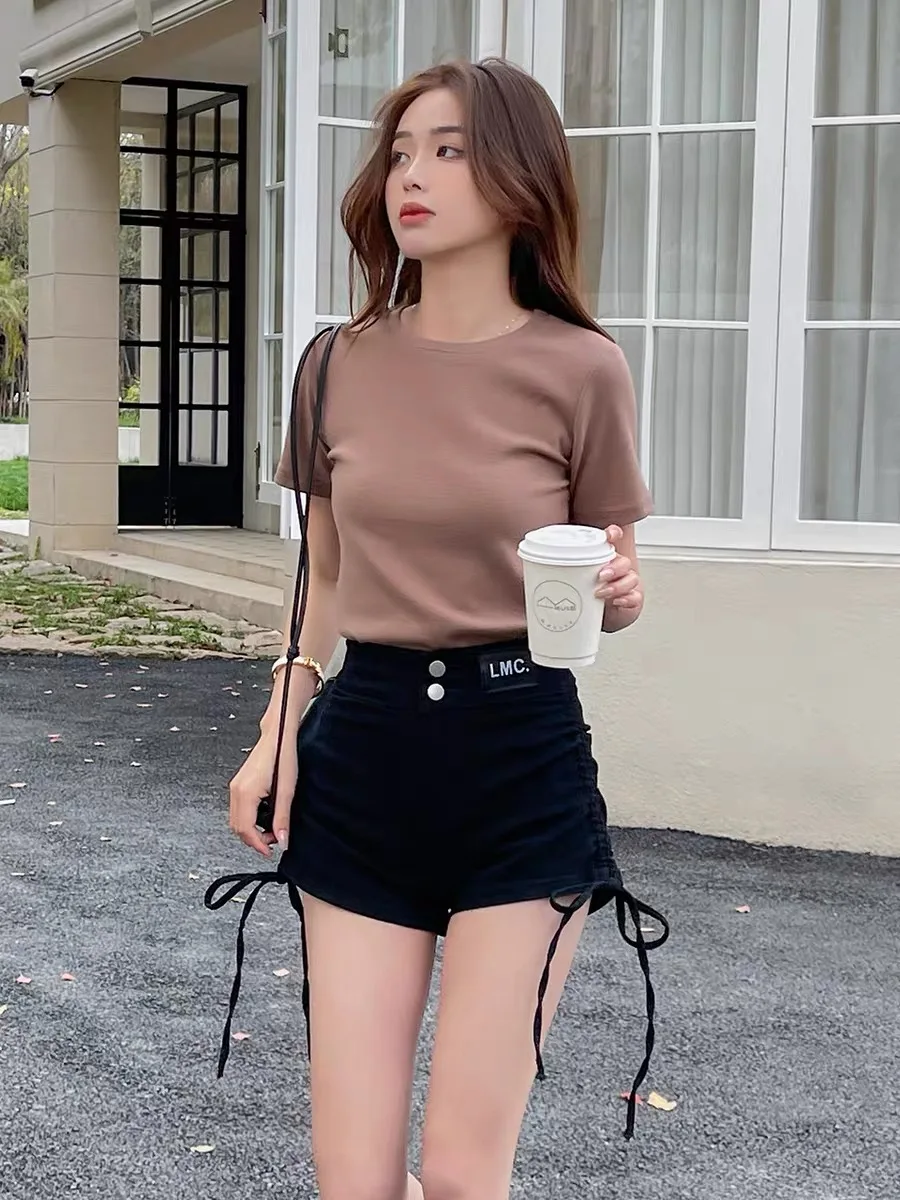 High Waist A-Line Short Jeans Women's Summer Thin High Waist Slimming Pleated Belted Wrap around Hot Pants plus Size Black
High Waist A-Line Short Jeans Women's Summer Thin High Waist Slimming Pleated Belted Wrap around Hot Pants plus Size Black