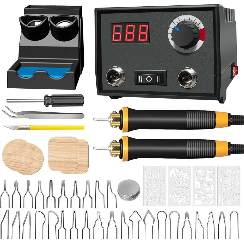 Adjustable Temperature Wood Burning Kit with 2 Pens, 30 Tips & Digital Thermometer, 25-750℃
Adjustable Temperature Wood Burning Kit with 2 Pens, 30 Tips & Digital Thermometer, 25-750℃
