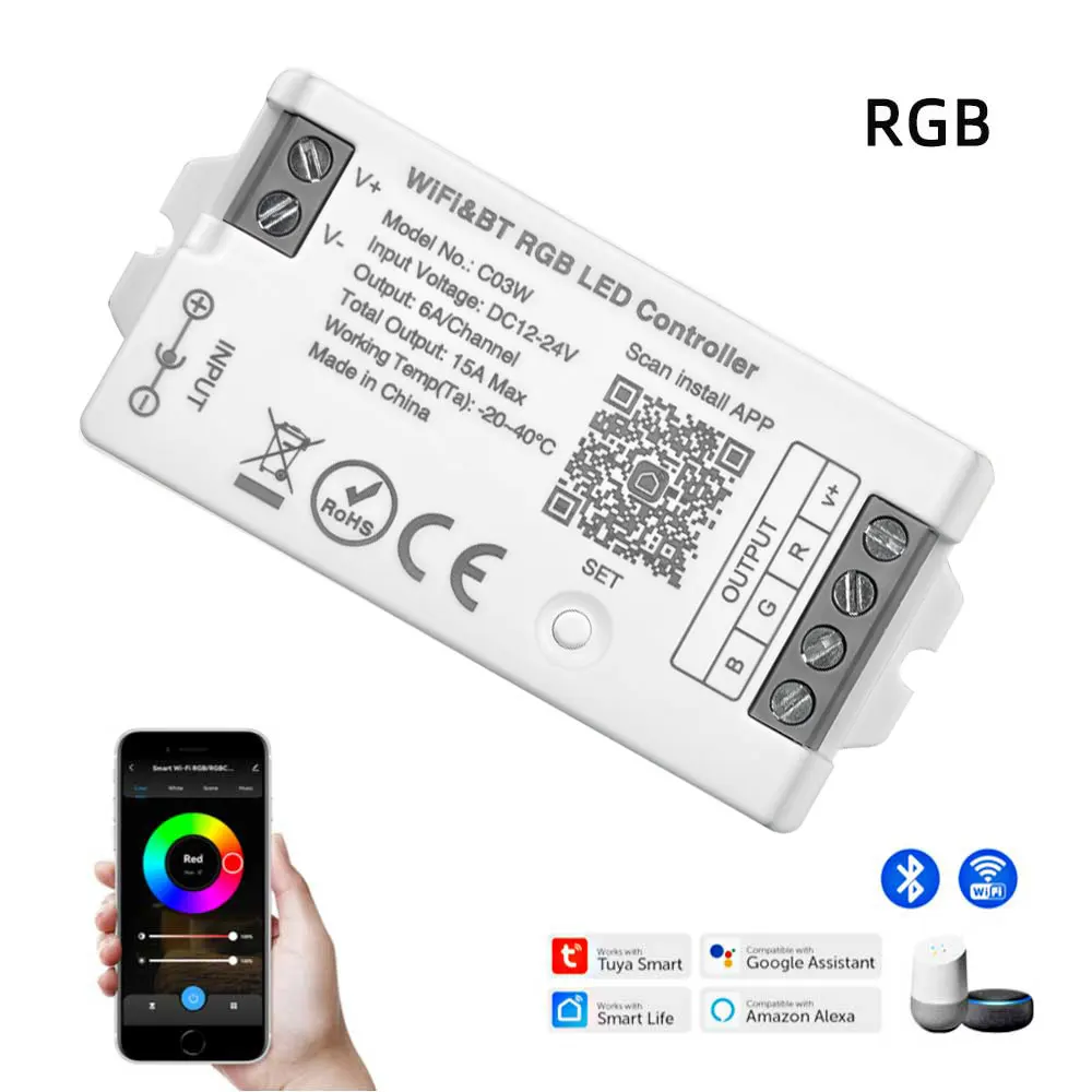 Светодиодный контроллер Tuya WiFi BT Bluetooth DC12-24V Alexa Google Home Голосовое управление RGB RGBW CCT Светодиодная лента Smart Dimmer RF Remote
Светодиодный контроллер Tuya WiFi BT Bluetooth DC12-24V Alexa Google Home Голосовое управление RGB RGBW CCT Светодиодная лента Smart Dimmer RF Remote