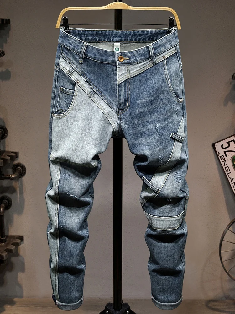 Модные мужские джинсы слим-фит с эластичными вставками и цветными блоками, длинные брюки в уличном стиле
Модные мужские джинсы слим-фит с эластичными вставками и цветными блоками, длинные брюки в уличном стиле